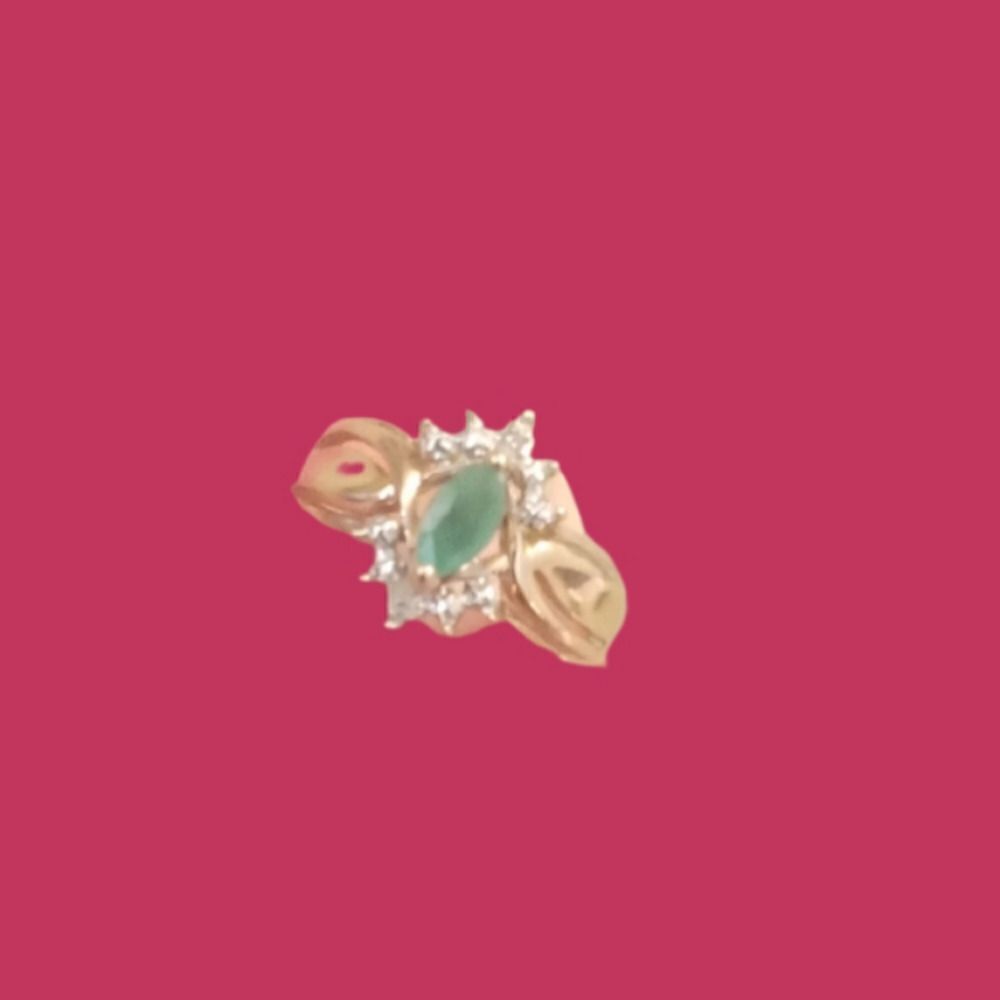 14K Marquise cut Emerald and diamond ring. Size 8 - Picture 2 of 13